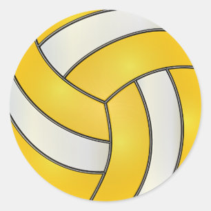 Adesivo Ouro Amarelo e Voleibol Branco