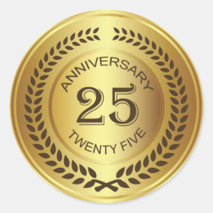 Adesivo Ouro Anniversário com o 25 Wreath Sticker