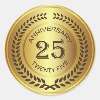 Adesivo Ouro Anniversário com o 25 Wreath Sticker