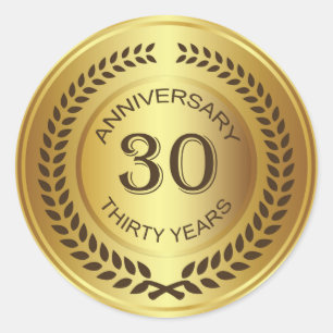 Adesivo Ouro Anniversário com o 30 Wreath Sticker