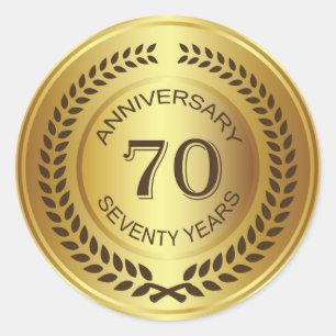Adesivo Ouro Anniversário com o 70 Wreath Sticker