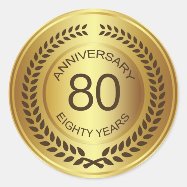Adesivo Ouro Anniversário com o 80 Wreath Sticker (Frente)