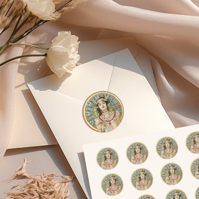 Adesivo Ouro Art Nouveau Mucha Sarah Bernhardt Champanhe (Criador carregado)