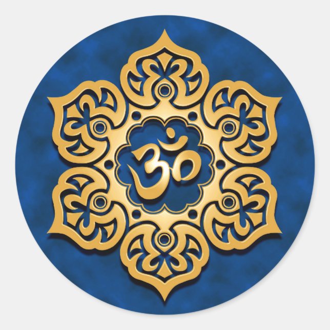 Adesivo Ouro Blue Lotus Flower Om (Frente)