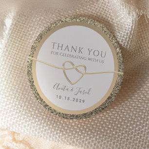 Adesivo Ouro Branco Elegante Agradecimento de Casamento