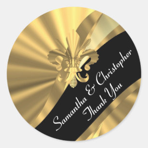 Adesivo Ouro chique e selo preto do casamento