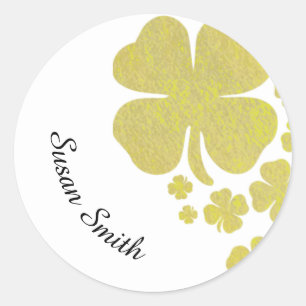 Adesivo Ouro Clover Shamrock Elegante Faux Dourado