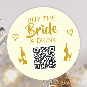 Adesivo Ouro Compre a Noiva uma Bebida Código QR Despedida