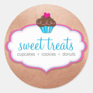 Adesivo Ouro cor-de-rosa de EMPACOTAMENTO do cupcake