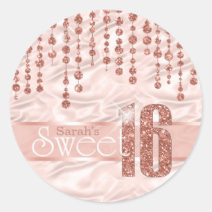 Adesivo Ouro cor-de-rosa ID260 do doce dezesseis da jóia