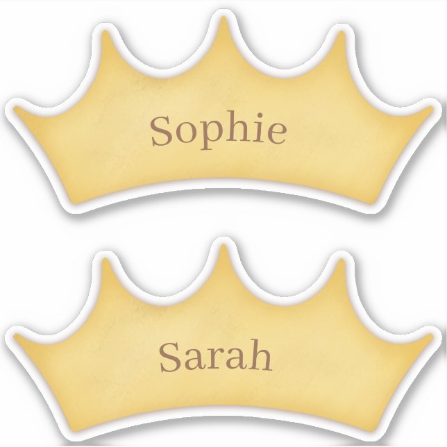 Adesivo Ouro Crown Fairytalle Kids Rooms 2 Nome personaliz (Frente)
