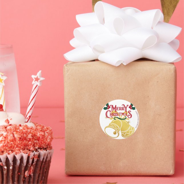 Adesivo Ouro de Feliz Natal Personalizado pequeno (Festa)