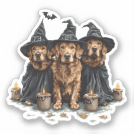 Adesivo Ouro de Halloween Cães de Retriever Jack O Lantern