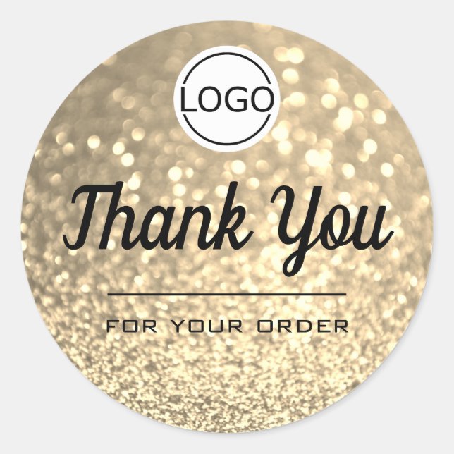 Adesivo Ouro De Luxo Glitter Elegante Minimalista Obrigado (Frente)
