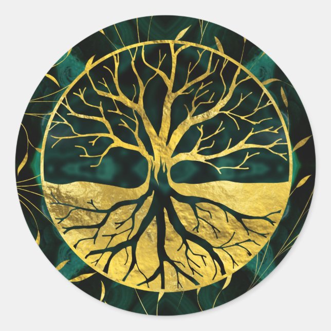 Adesivo Ouro de Yggdrasil em Malachite (Frente)