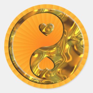 Adesivo Ouro de Yin & de Yang/corações