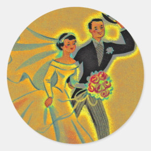 Adesivo Ouro do Casamento vintage da Noz do Casal Sticker
