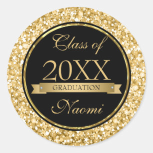 Adesivo Ouro e círculo preto Sparkling branco do brilho