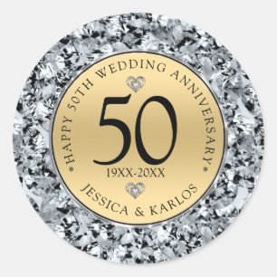 Adesivo Ouro e diamantes do quinquagésimo aniversário de