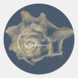 Adesivo ouro elegante monograma clássico em forma redonda