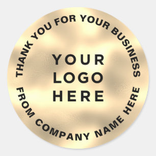Adesivo Ouro Faux Foil Obrigado Logotipo Comercial