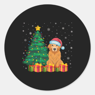 Adesivo Ouro Feio Retriever Santa Hat Noite Luzes de Natal