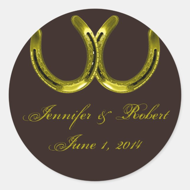 Adesivo Ouro ferradura no selo do envelope marrom (Frente)