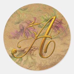 Adesivo Ouro floral do vintage do KRW um selo do casamento