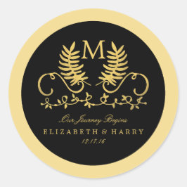 Adesivo Ouro Floral Emblem Wedding