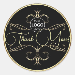 Adesivo Ouro Flourish do luxo Dourado Obrigado Logotipo de
