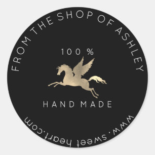 Adesivo Ouro Handmade do preto do cavalo de Pegasus da Web