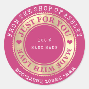 Adesivo Ouro Handmade do rosa do amor do coração da Web 