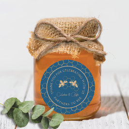 Adesivo Ouro Indigo & Honeycomb Chá de casamento de Abelha