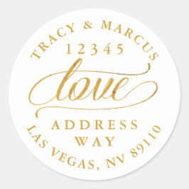 Adesivo Ouro Love Casais Endereço de Casamento
