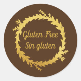 Adesivo Ouro Marrom Bilíngue Glúten Gratuito Gluten