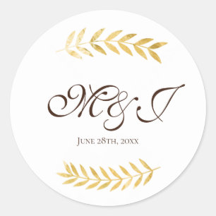 Adesivo Ouro monograma deixa ramificações e castanho escur