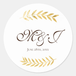 Adesivo Ouro monograma deixa ramificações e castanho escur