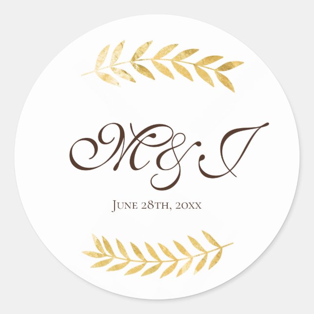 Adesivo Ouro monograma deixa ramificações e castanho escur (Frente)