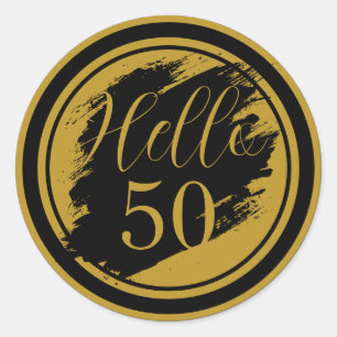 Adesivo Ouro Negro 50º Aniversário Olá 50