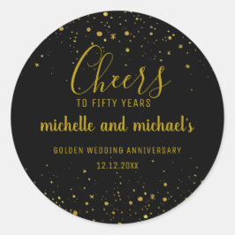 Adesivo Ouro Negro Parabéns aos 50 Anos Aniversário Dourad