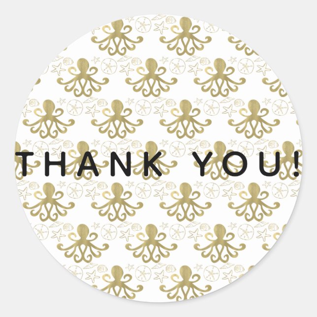 Adesivo Ouro Octopus & Sea Shells Festa de aniversário de  (Frente)