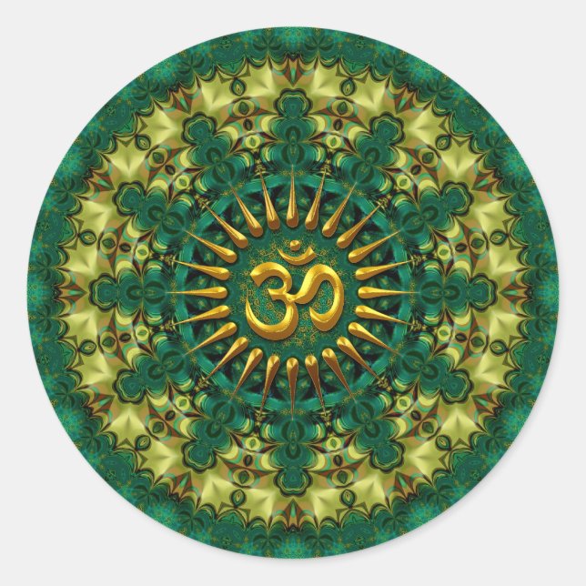 Adesivo Ouro Om & Nature Green Mandala Geometria (Frente)