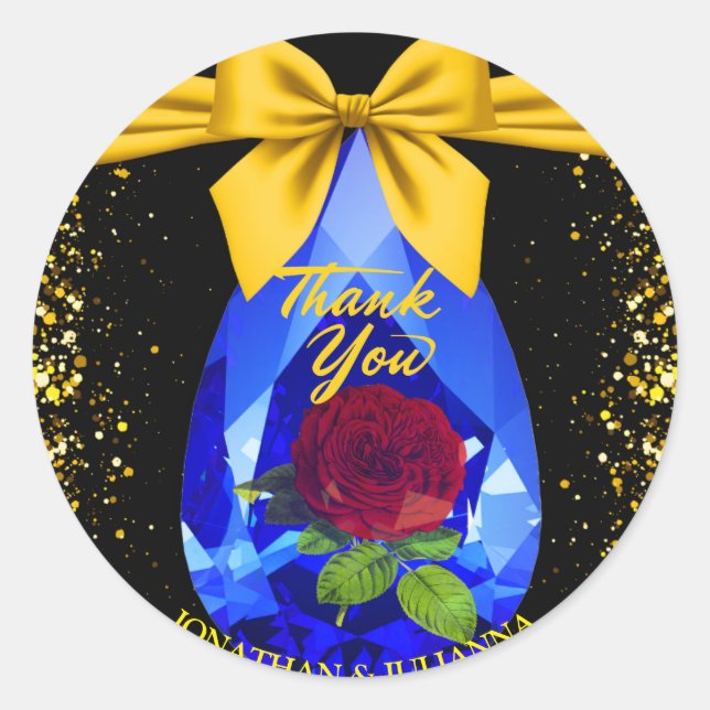 Adesivo Ouro & Pedra Preciosa Diamante Rosa Chic Obrigada (Frente)