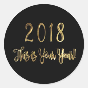 Adesivo Ouro preto inspirador do feliz ano novo 2018