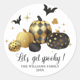Adesivo Ouro Pumpkin Vamos Obter Vinheta Monograma Spooky