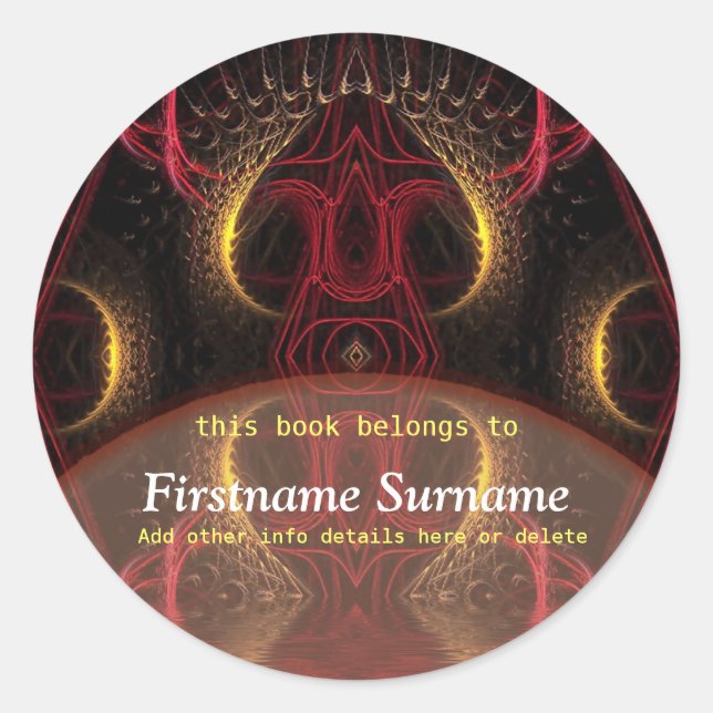 Adesivo Ouro Red Mushroom Fractal Art Bookplate Stick (Frente)