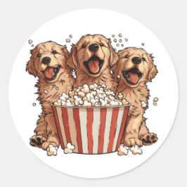 Adesivo Ouro Retriever Cães Filme Popcorn Balde
