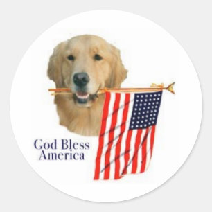 Adesivo Ouro Retriever Deus abençoe America Sticker