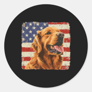 Adesivo Ouro Retriever Dog America Flag Shirt Independente