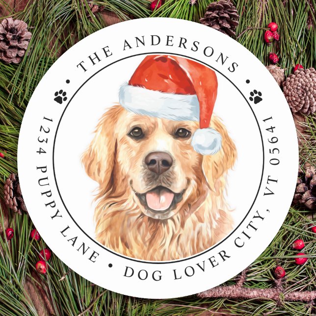 Adesivo Ouro Retriever Dog Engraçado Endereço de Retorno (Criador carregado)